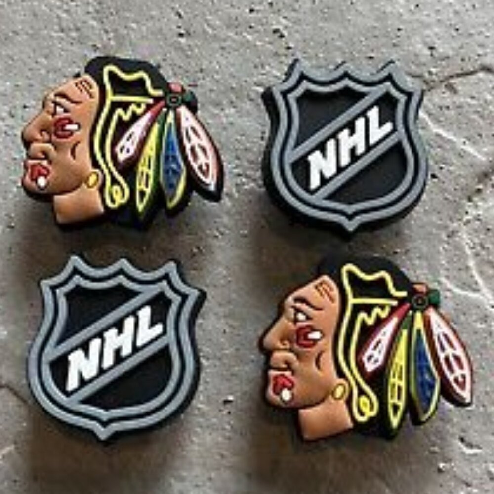CHICAGO BLACKHAWKS NFL SET OF 4 SHOE CHARMS FOR CROCS